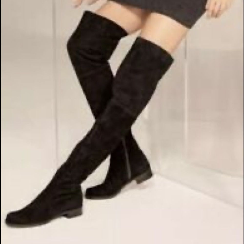 Stuart Weitzman thigh high black suede boots size 8.5